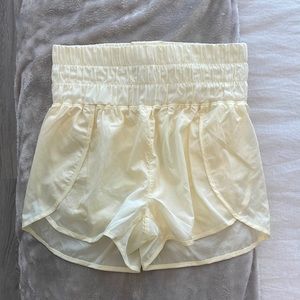 Light yellow high waisted free people remake shorts